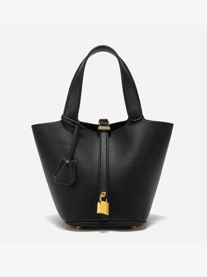 Women's Leather Bucket Bag – Gold Details Classic Style | Invictora.com
