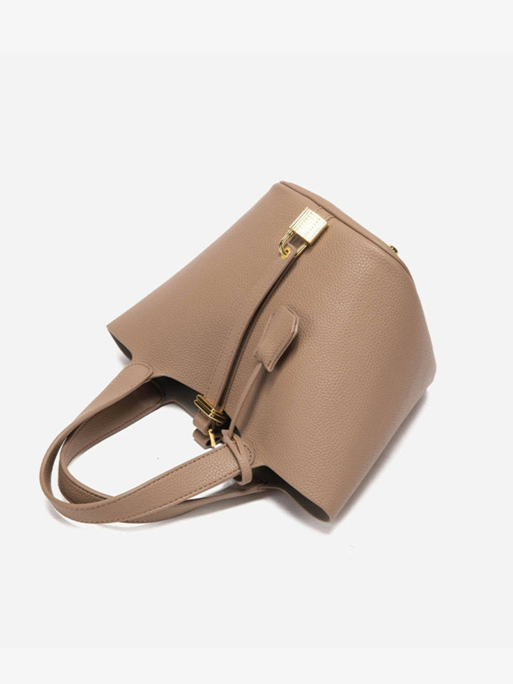 Women's Leather Bucket Bag – Gold Details Classic Style in Black | Invictora.com