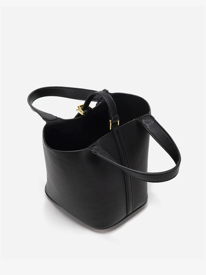Women's Leather Bucket Bag – Gold Details Classic Style | Invictora.com