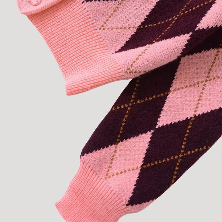 Women's Cardigan – Cropped Argyle Knit