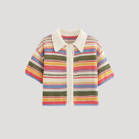 Women's Cardigan – Striped Crochet Knit