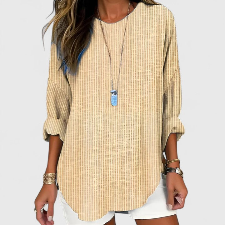 Women's Top – Relaxed Striped Long-Sleeve