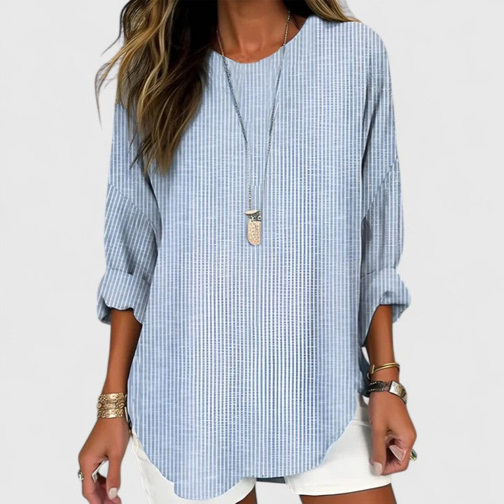 Women's Top – Relaxed Striped Long-Sleeve