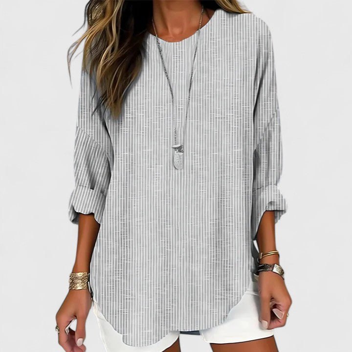 Women's Top – Relaxed Striped Long-Sleeve
