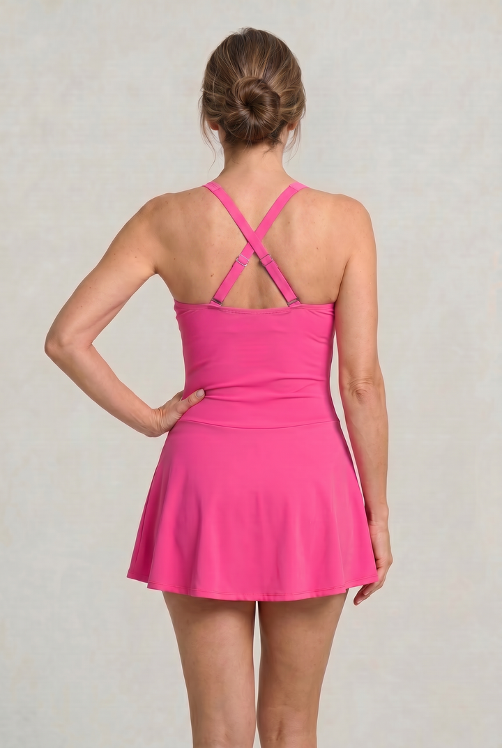 Women's One-Piece Swimsuit with Sweetheart Neckline and Skirt product image | Invictora.com