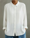 Women's Elowara – Pleated Lace Elegance Blouse in White | Invictora.com