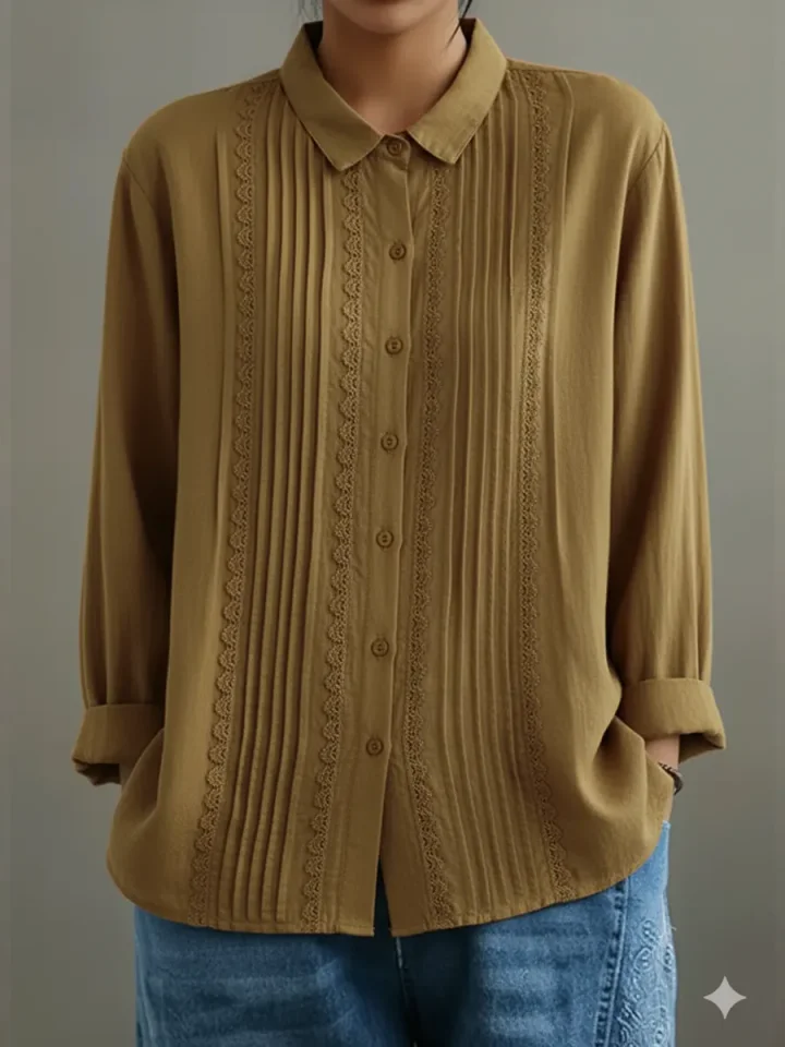 Women's Elowara – Pleated Lace Elegance Blouse | Invictora.com