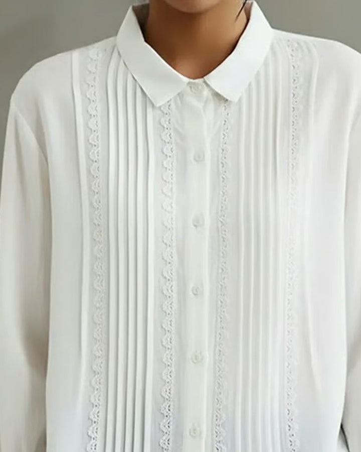 Women's Elowara – Pleated Lace Elegance Blouse | Invictora.com