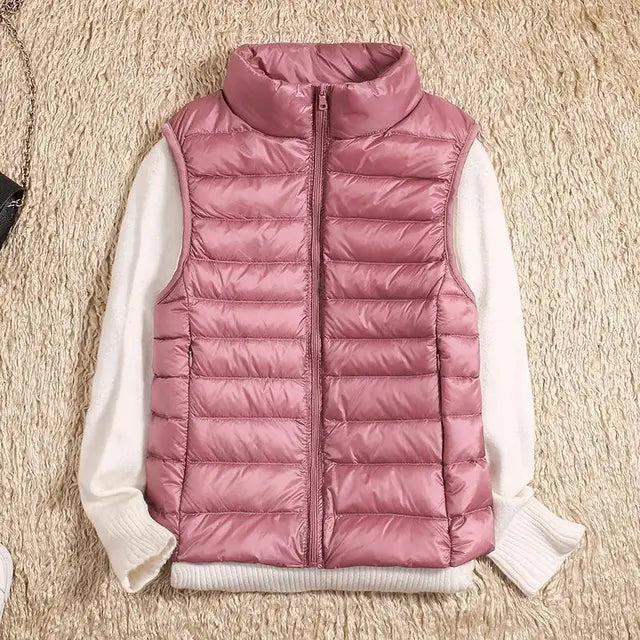 Women's Aria Puffer Vest in Black | Invictora.com