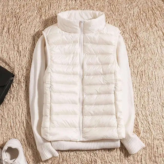 Women's Aria Puffer Vest in Black | Invictora.com