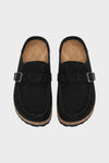 Women's Delphine Suede Clogs in Black | Invictora.com