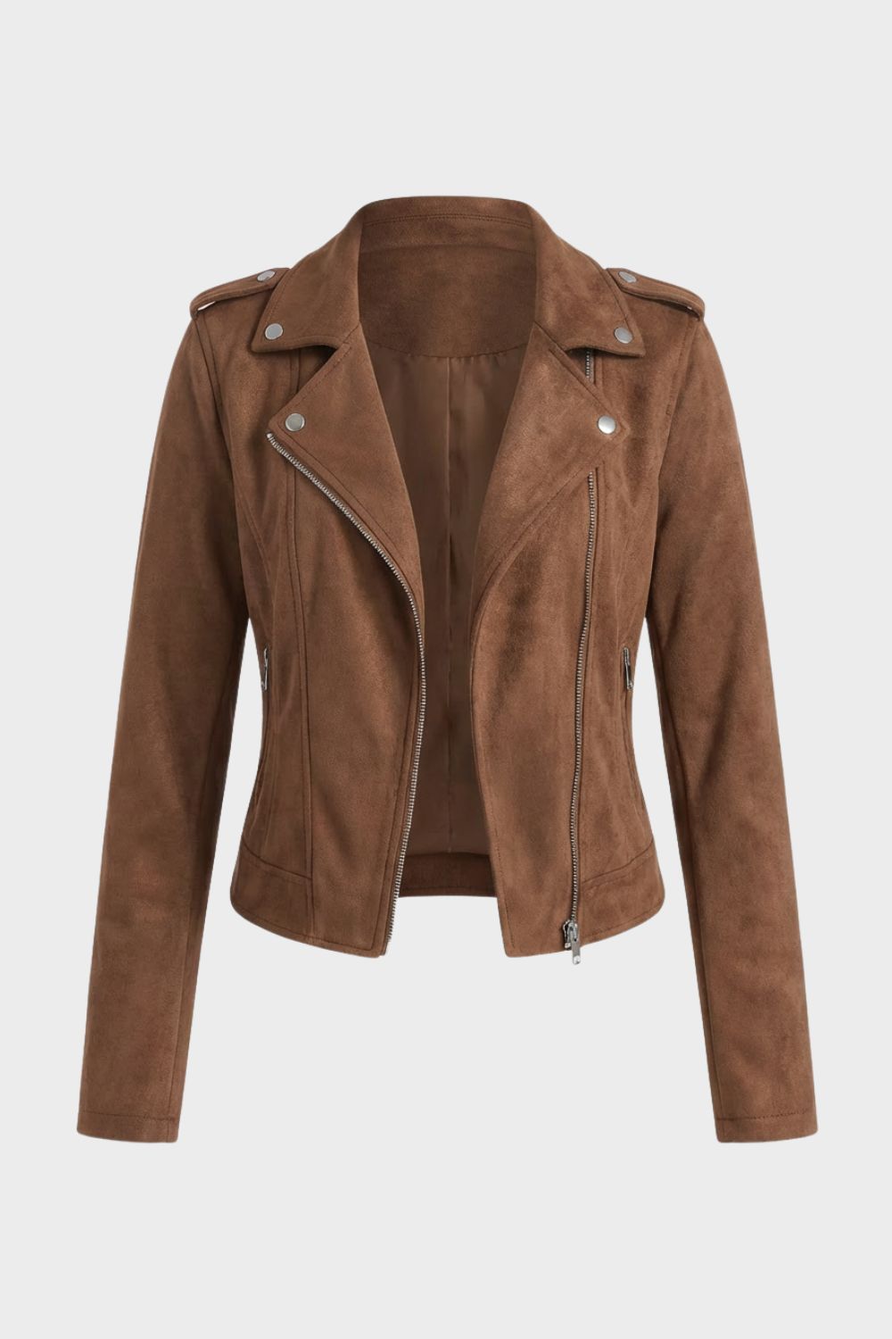 Women's Saskia Biker Jacket in Khaki | Invictora.com
