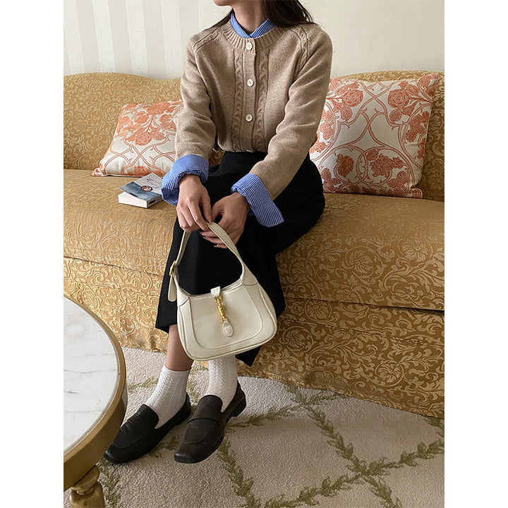 Women's Raglan-Sleeve Crew-Neck Cable-Knit Cardigan