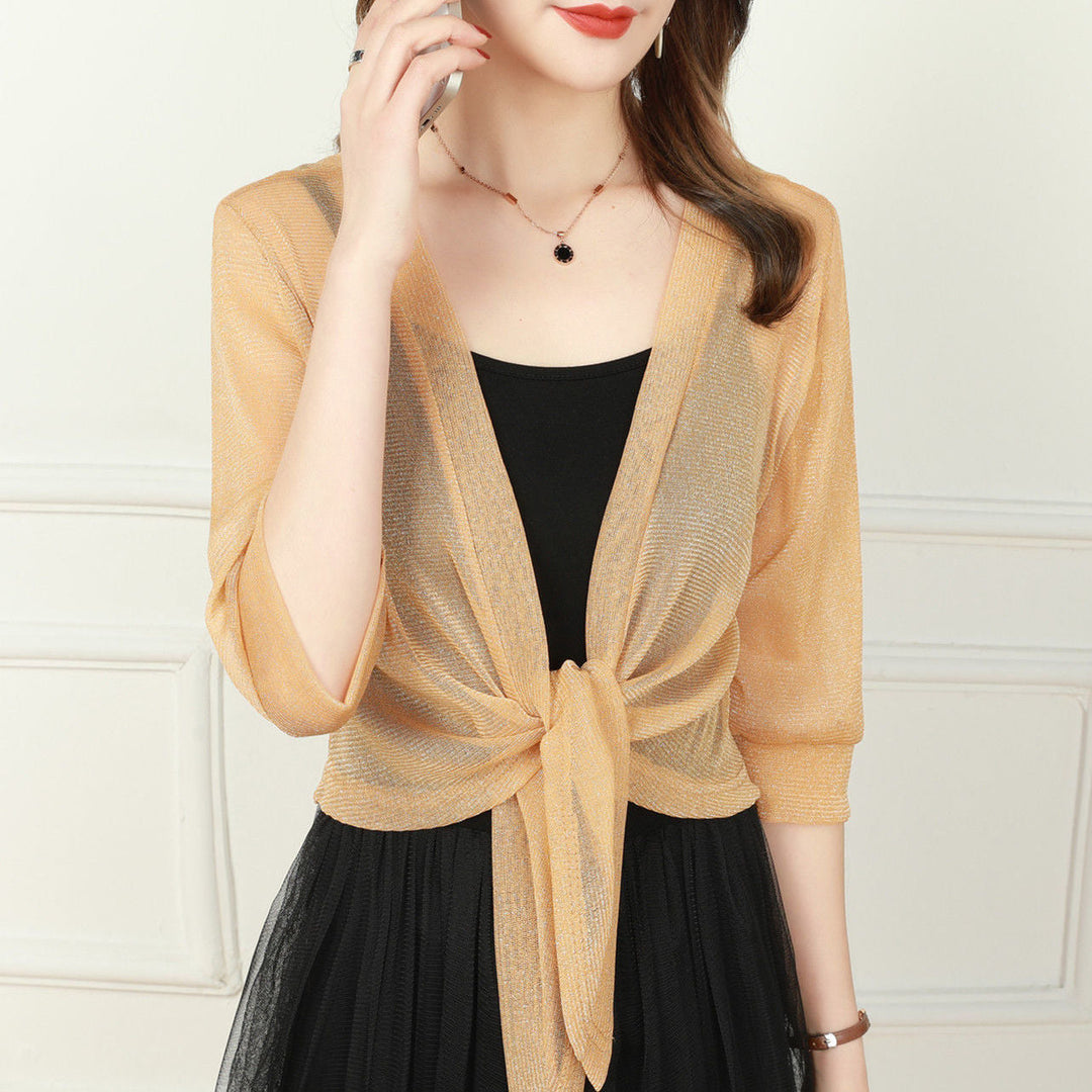 Women's Pearl Sheer Cardigan in Black | Invictora.com