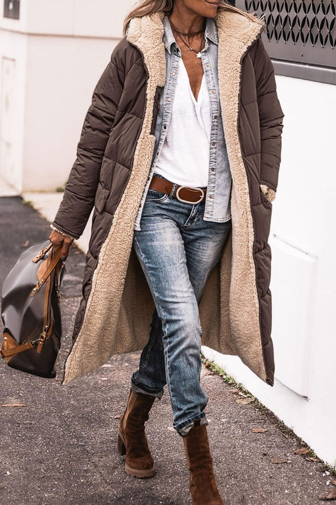 Women's Coat – Long Hooded Down Puffer Winter