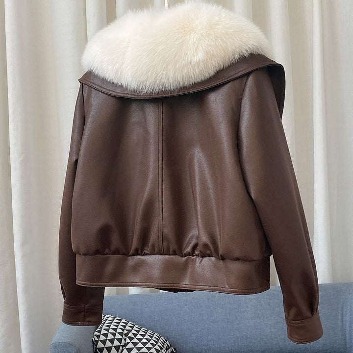 Women's Vienna Fur Trim Jacket in Mocha | Invictora.com
