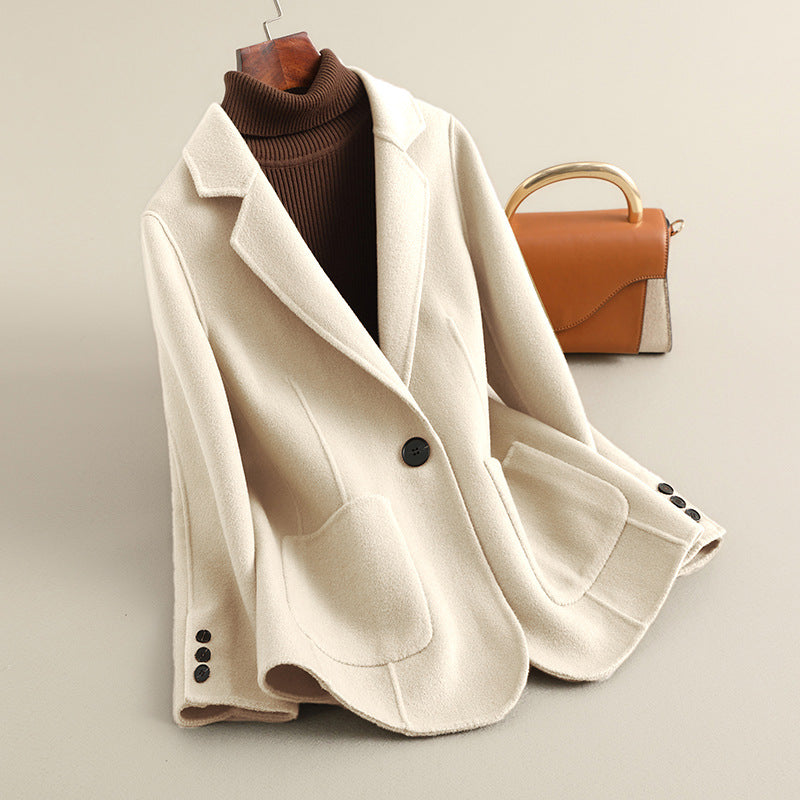 Women's Rennly Wool Blazer Jacket in Ivory White | Invictora.com