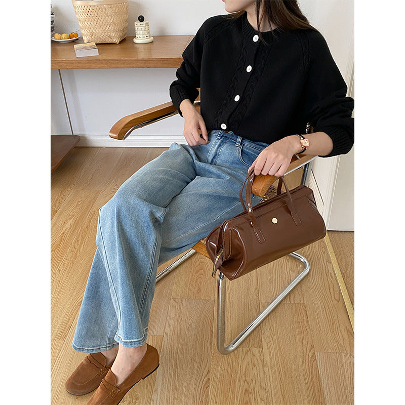 Women's Raglan-Sleeve Crew-Neck Cable-Knit Cardigan