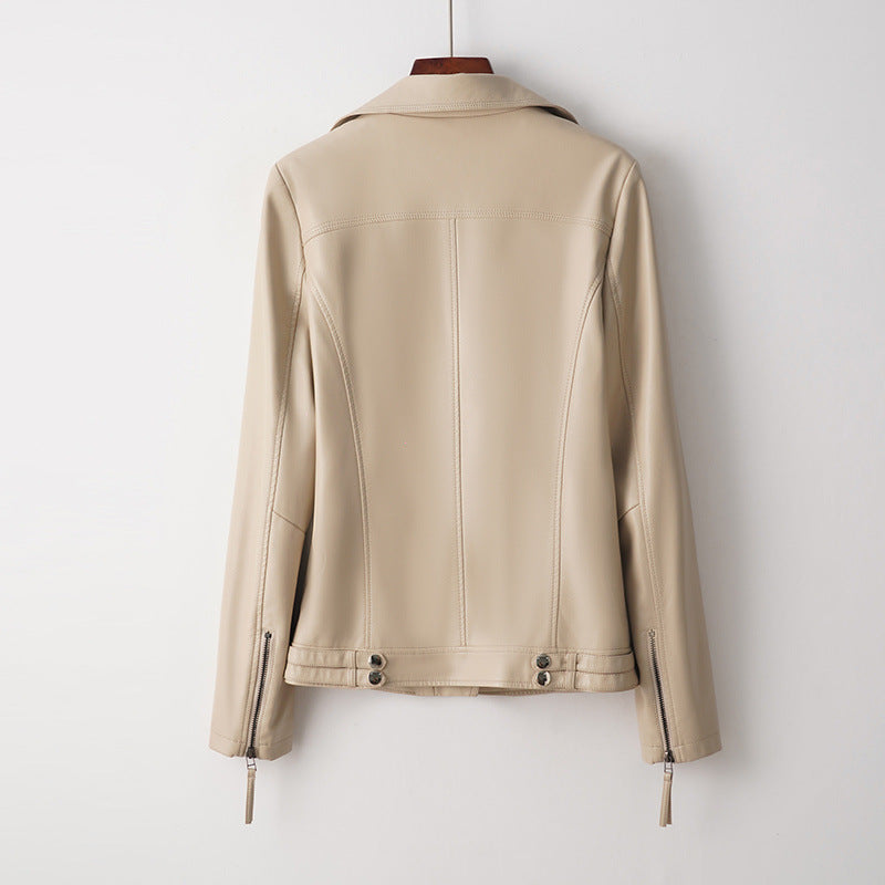Women's Riviera Leather Jacket in Cream | Invictora.com