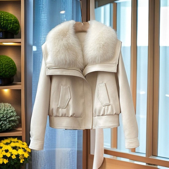 Women's Vienna Fur Trim Jacket in Mocha | Invictora.com