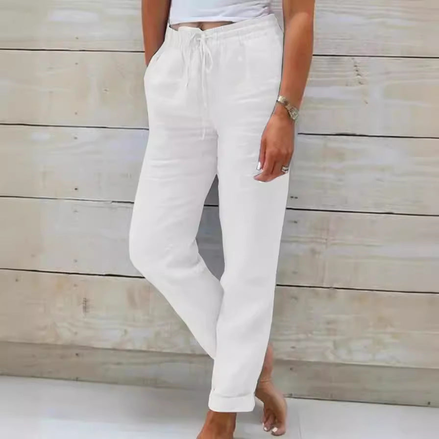 Women's Sylvie Linen Pants in Cream | Invictora.com