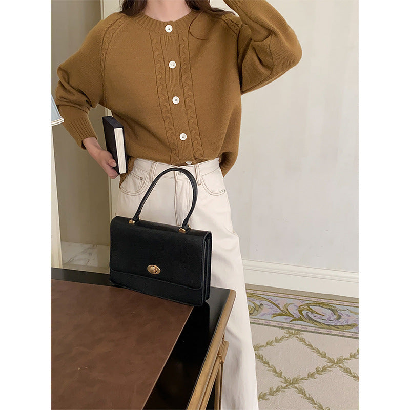 Women's Raglan-Sleeve Crew-Neck Cable-Knit Cardigan