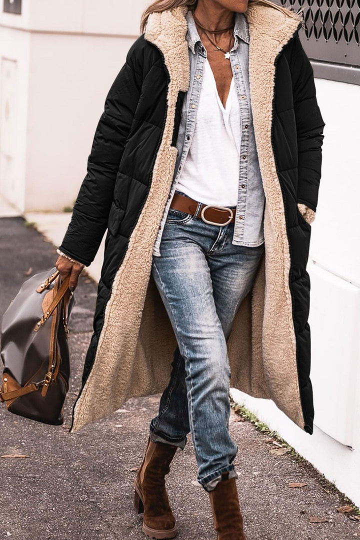 Women's Coat – Long Hooded Down Puffer Winter