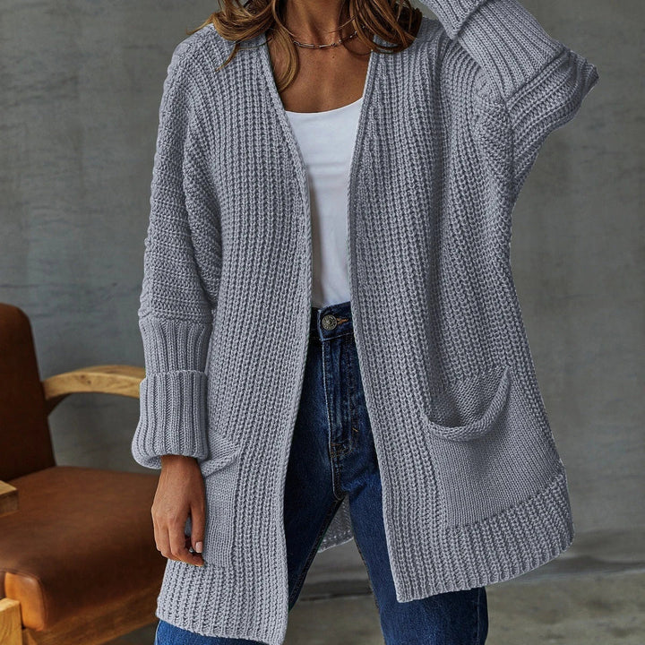 Women's Knit Cardigan – Open-Front Knit Side Pockets And Ribbed Cuffs