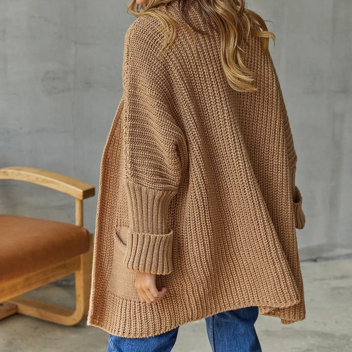 Women's Knit Cardigan – Open-Front Knit Side Pockets And Ribbed Cuffs