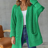 Women's Knit Cardigan – Open-Front Knit Side Pockets And Ribbed Cuffs