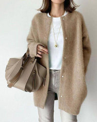 Women's Knit Cardigan – Oversized Knit Snap Button Closure