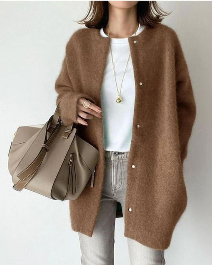 Women's Knit Cardigan – Oversized Knit Snap Button Closure