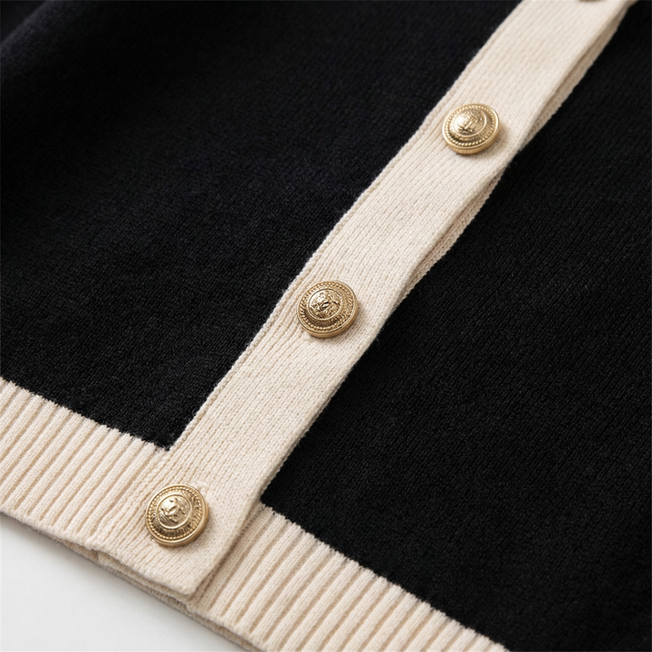 Women's Knit Cardigan – Gold Buttons And Chest Pockets