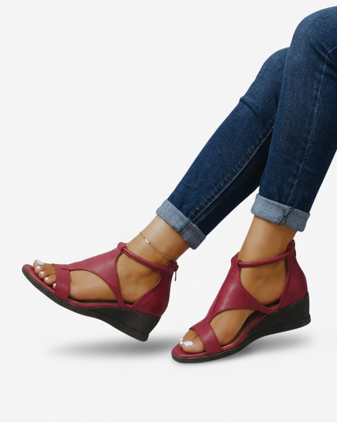 Women's Wedge Sandals - Modern Leather Look product image | Invictora.com
