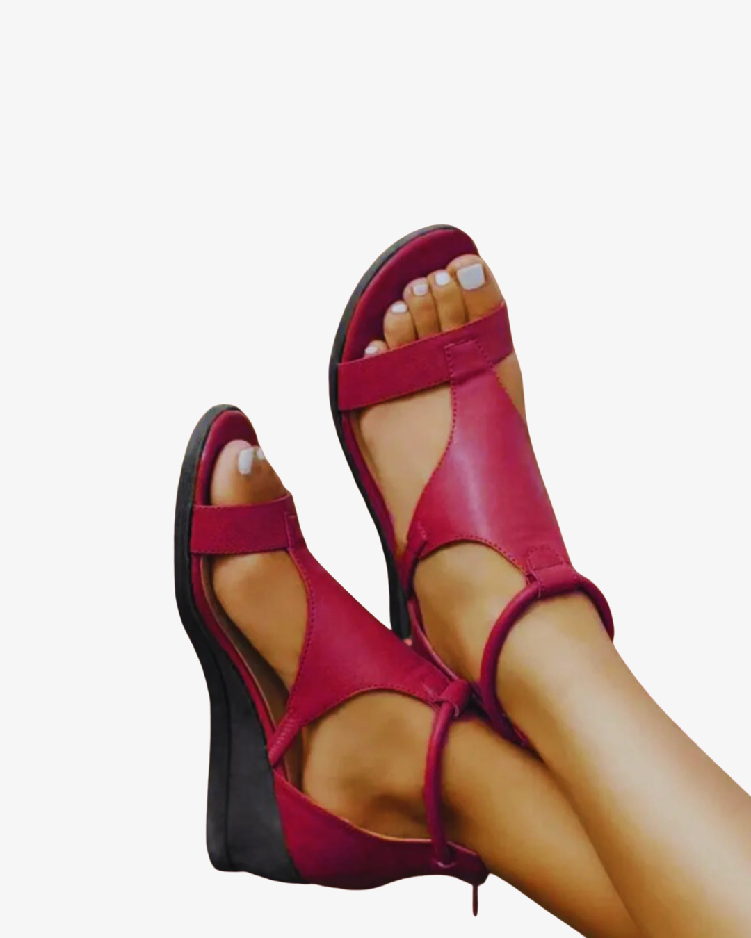 Women's Wedge Sandals - Modern Leather Look product image | Invictora.com