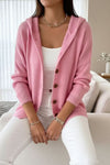 Women's Knit Cardigan – Relaxed Hooded Button-Up And Ribbed Cuffs