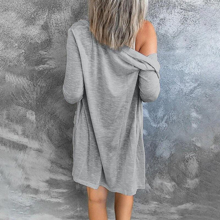 Women's Knit Cardigan – Relaxed Open-Front Snap Button Detail