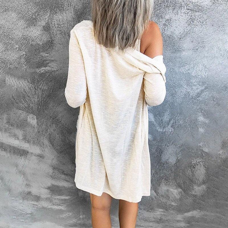 Women's Knit Cardigan – Relaxed Open-Front Snap Button Detail