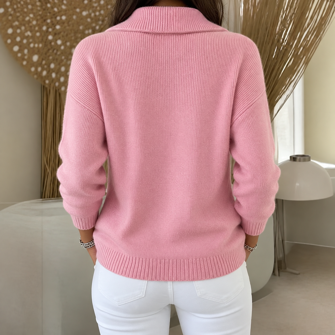 Women's Knit Cardigan – Zip-Up Collar
