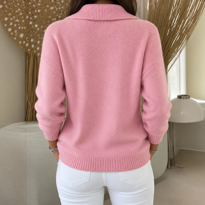 Women's Knit Cardigan – Zip-Up Collar