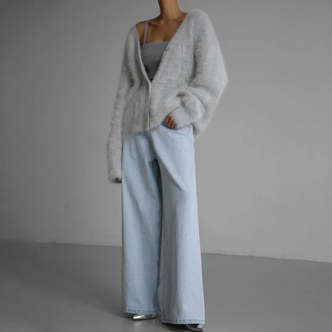 Women's Acrylic Button-Down Cardigan