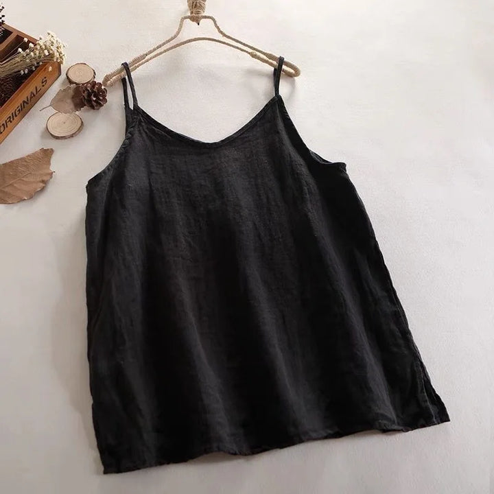 Women's Diana – Linen Cotton Camisole Top in Green | Invictora.com