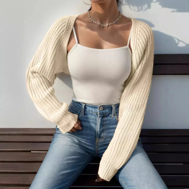 Women's Lola Cropped Knit Shrug in Black | Invictora.com