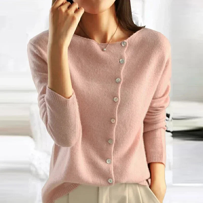 Women's Asymmetric-Button Knit Cardigan