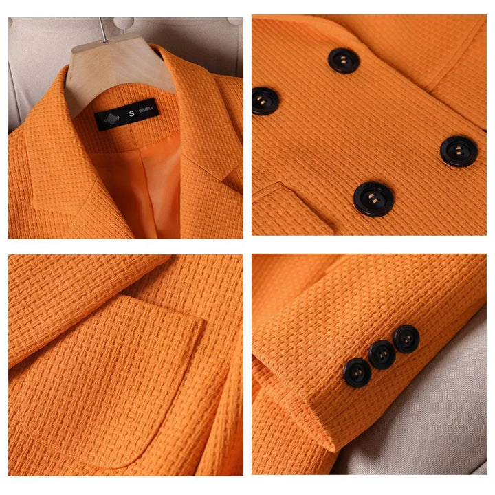 Women's Bella Plaid Blazer in Orange | Invictora.com