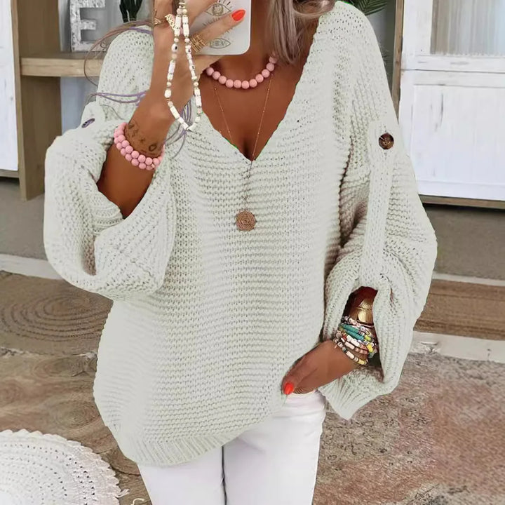 Women's Jumper – Lantern Sleeve Chunky Knit