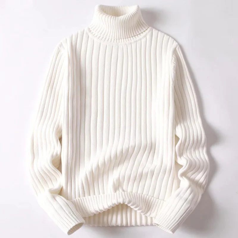 Women's Asher Ribbed Turtleneck in White | Invictora.com