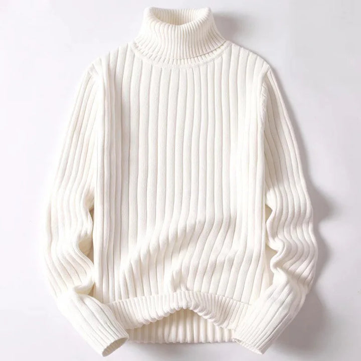 Women's Asher Ribbed Turtleneck in White | Invictora.com