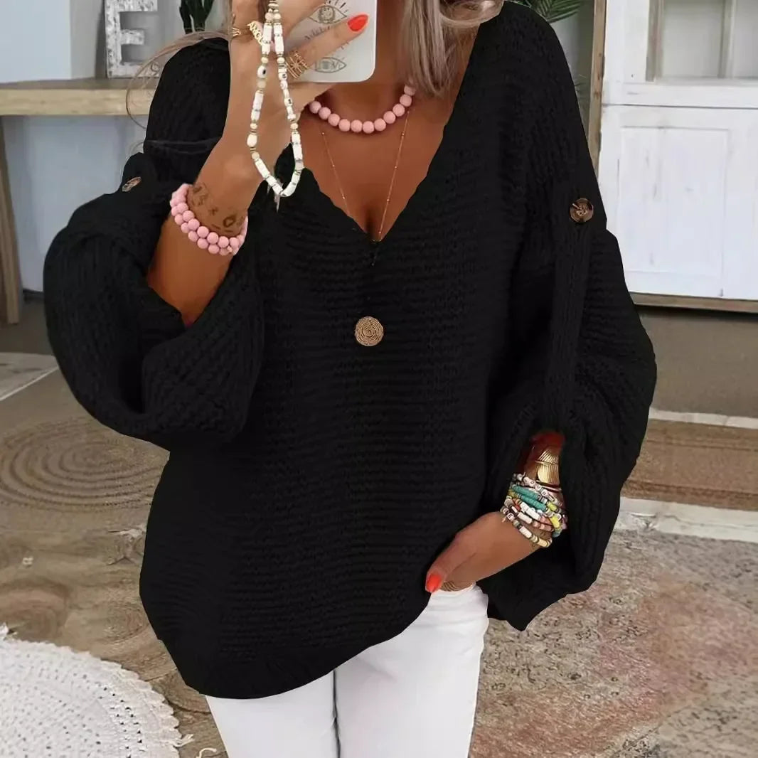 Women's Jumper – Lantern Sleeve Chunky Knit