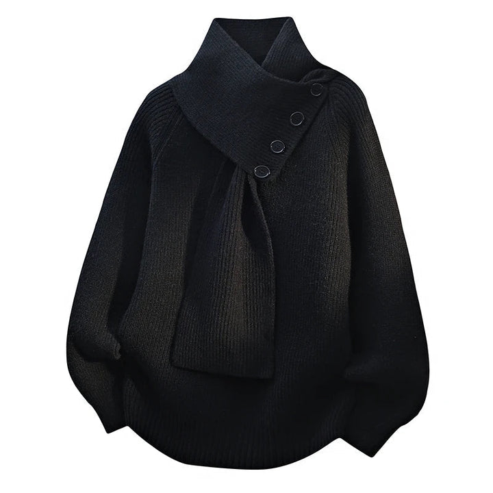 Women's Aurelia Scarf-Neck Knit in Gray | Invictora.com